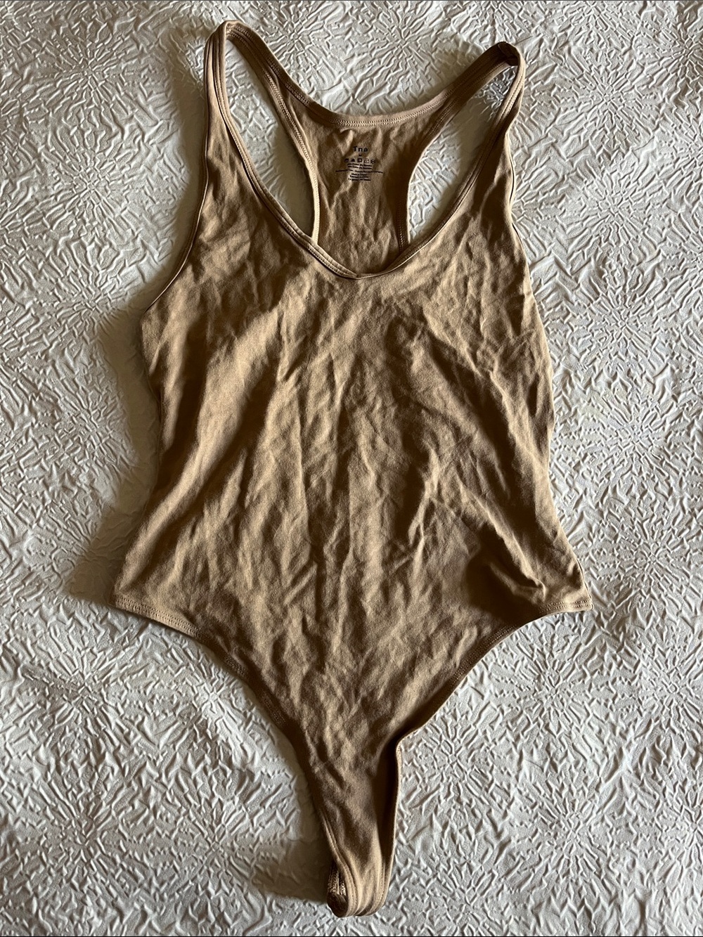 TNA Ribbed Racerback Bodysuit in Beige